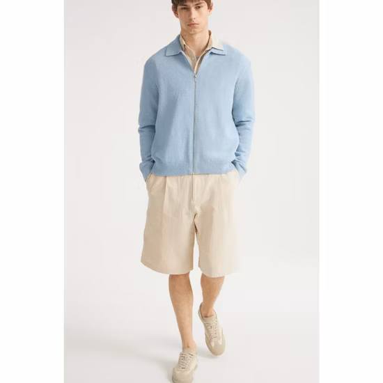 Ttn Wholesale Cardigan zippé rouge côtelé Argyle pour hommes